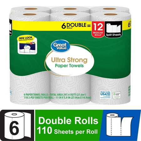 Ultra Strong Paper Towels 6 Double Rolls