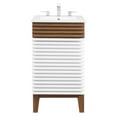 thumbnail image 4 of Sink Vanity Cabinet, White Walnut, Wood, Mid Century Hotel Bedroom Bathroom, Modern Contemporary HB33705, 4 of 9