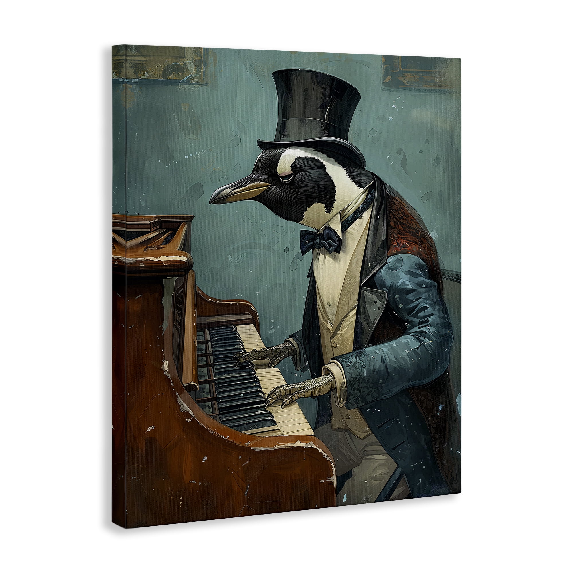 Stupell Industries Piano Playing Penguin Animals & Insects Painting Gallery Wrapped Canvas Art Print Wall Art, 36 x 48