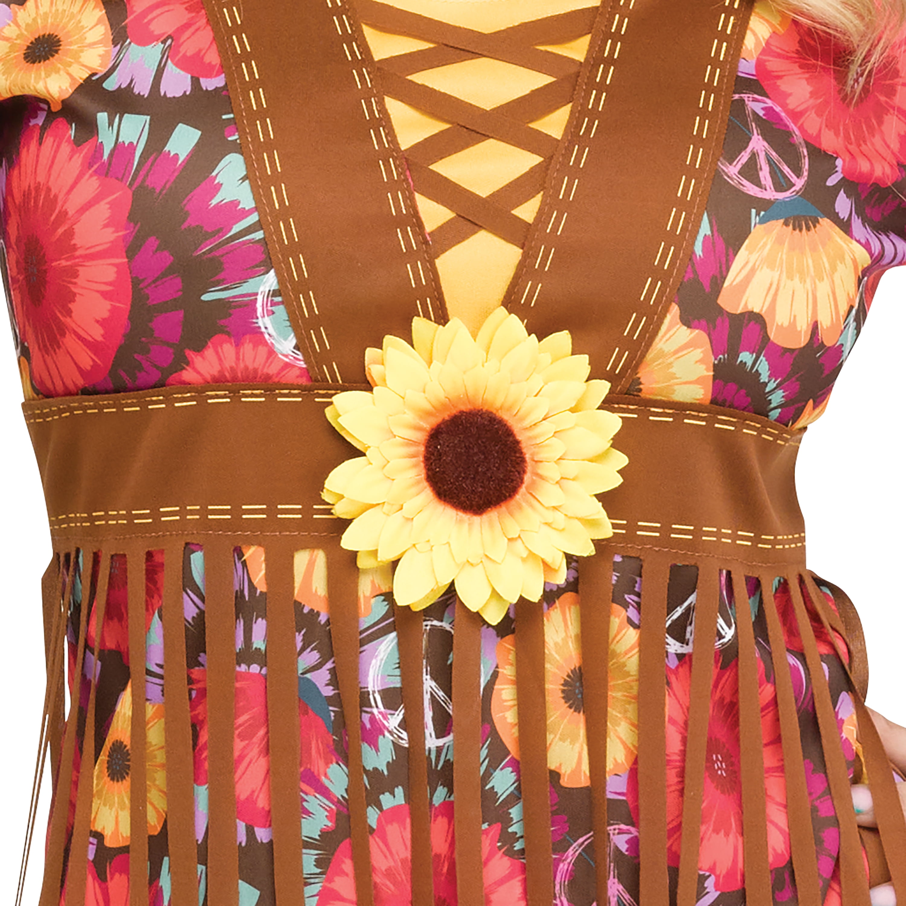 Flower Power Hippie Halloween Costume for Adults, Women's Size L (12/14), by Way to Celebrate