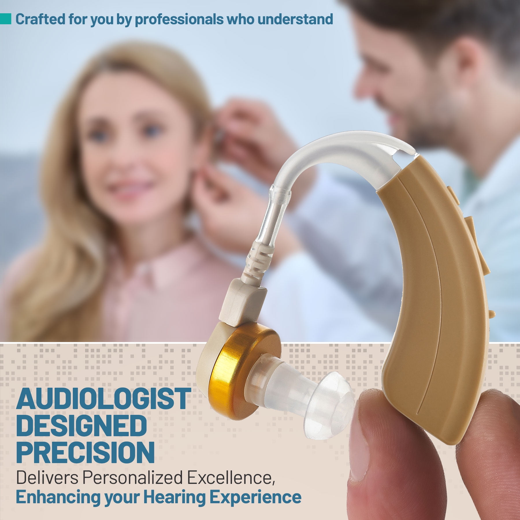MEDca Small Discreet Digital Hearing Amplifier, Beige, 1 Pack