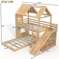thumbnail image 2 of Harper & Bright Designs Twin over Full House Bunk Bed with Wardrobe and Storage Shelves, Wood Bunk Bed Frame with Ladders and Slides, Natural, 2 of 14
