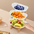 thumbnail image 5 of ToppiJoy Yuanbao-shaped Cake Stand with Bamboo Wood Shelves and Food-grade PP Plates for Holiday and Family Gatherings, 5 of 10