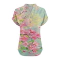 thumbnail image 4 of GaThRRgYP Womens tops V Neck Short Sleeve,Women Casual Printed Short Sleeve Button Home V-Neck T-shirt Blouses Pink XXL, 4 of 5