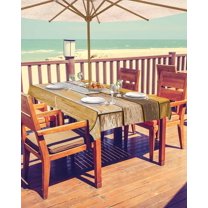 Farmhouse Grey Brown Outdoor Tablecloth - 60x102 Inch Rectangle Dining Table Cover, Country Vintage Wooden Waterproof Outdoor Table Cloth with Umbrella Hole & Zipper for Picnic/Patio/Party