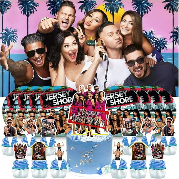 Jersey Shore Plates Birthday Supplies Decorations Decor Backdrop Banner Cake Topper Fans