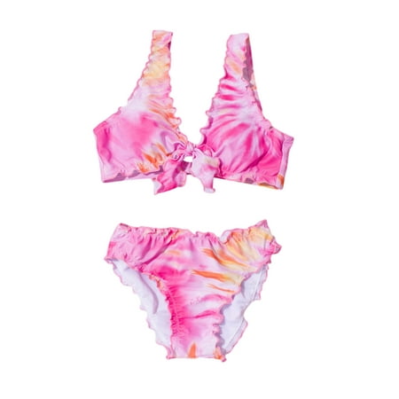 

Little Girls Swimwear Suit Bow Decoration Split Bikini Swimsuit
