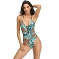 thumbnail image 3 of Gibobby Trajes de Baño Mujer Completos Bikini con traje de baño de mujer de Color One, traje de baño estampado, conjunto de Tankinis(Verde,M), 3 of 5
