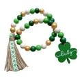 thumbnail image 2 of Vikakiooze Home Decor Under $5, St Patricks Day Wood Bead Garland-Farmhouse Beads With Green Pendant & Tassel-Saint Patricks Day Decorations For Tiered Tray,Fireplace,Living Room, 2 of 8