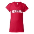 thumbnail image 2 of Wild Bobby State of Nebraska College Style Women Standard V-Neck Tee, 2 of 6