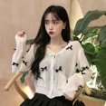 thumbnail image 5 of KOOYET Small Knitted Bow Decoration Long-sleeved Slim Sunscreen Jacket Ladies Breathable Sweet Cardigan, 5 of 6