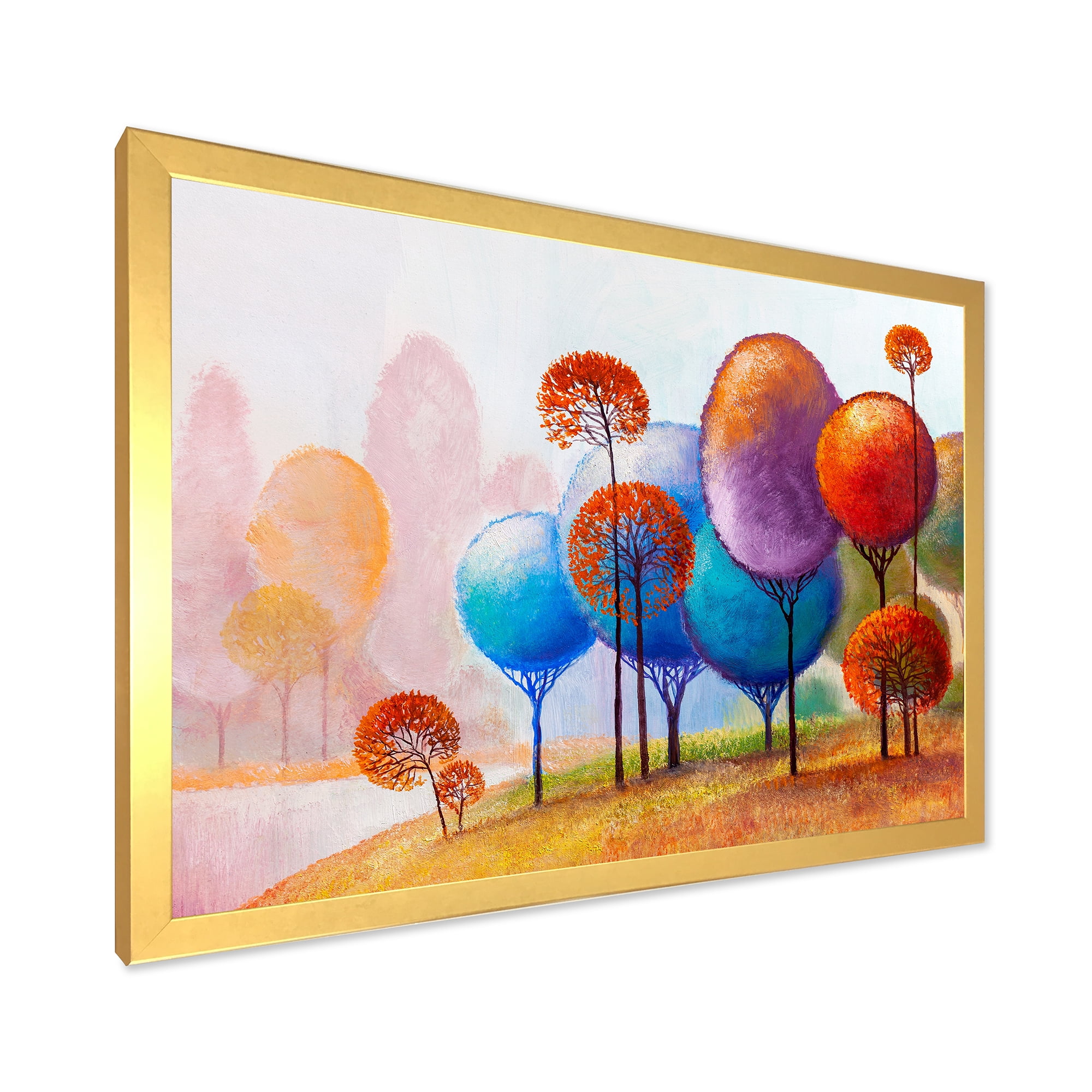 Designart 'Colourful Trees Abtract Impression III' Traditional Framed Art Print