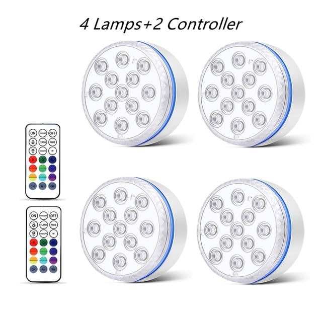 Updated Submersible LED Lights With Remote Underwater Pool Light IP68 Magnet 13 LED Bright Lamp RGB For Pond/Pool/Aquarium ,Easy to Install