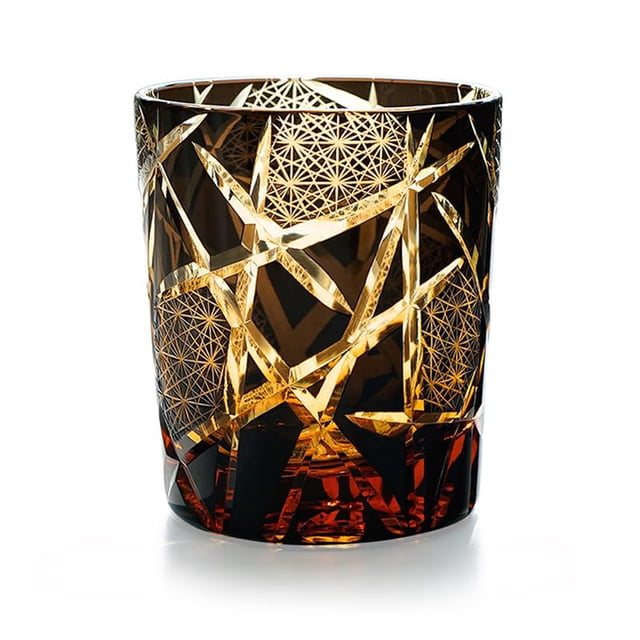 Vaso para Beber JINZHI Edo Kiriko Cristal Ámbar 240 ml