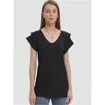 thumbnail image 3 of Womens Summer Tops Ruffle Short Sleeve V Neck T-Shirts Casual Loose Fit, 3 of 6