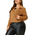 thumbnail image 4 of MODA NOVA Juniors Plus Size Zip Up Faux Suede Cropped Motorcycle Jacket, 4 of 5