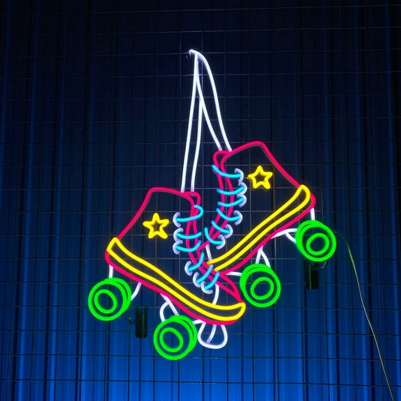 Glowneon Roller Skates Neon Sign, Roller Sports Club Shoes Shop Decor