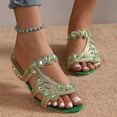 thumbnail image 2 of Nrmvnmi Women's Low Heels Slides Open Toe Summer Rhinestone One Line Thick Sole Trendy Wedge Sandals Green Mothers Day Gifts, 2 of 9