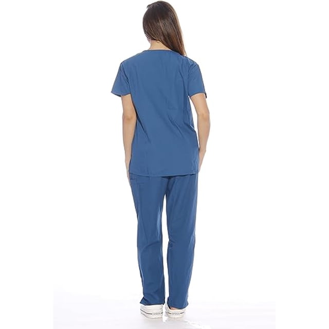 Conjuntos de uniforme médico para mujer Uniformes médicos de seis bolsillos (cuello en V con pantalón cargo)