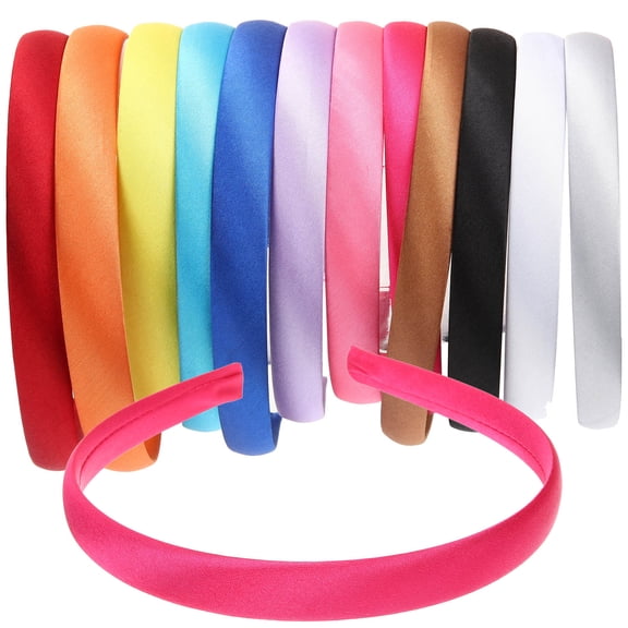 WRITWAA 12Pcs Plain Cloth Headbands No Teeth Hair Hoops for Hair Accessories Crafting and Styling