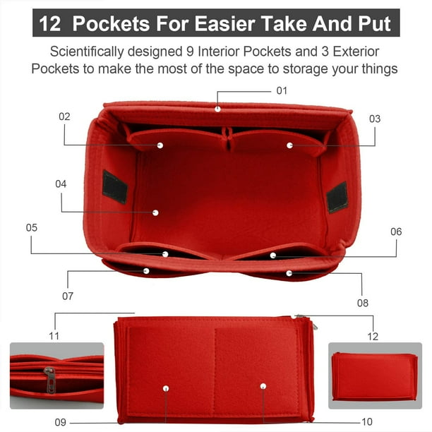 Organiseur De Sac à Main NOTAG En Feutre - 12 Poches, Compartiment Central Amovible | Pour Sac Fourre-tout, Voyage Organiseur De Sac à Main NOTAG En Feutre - 12 Poches, Compartiment Central Amovible | Pour Sac Fourre-tout, Voyage