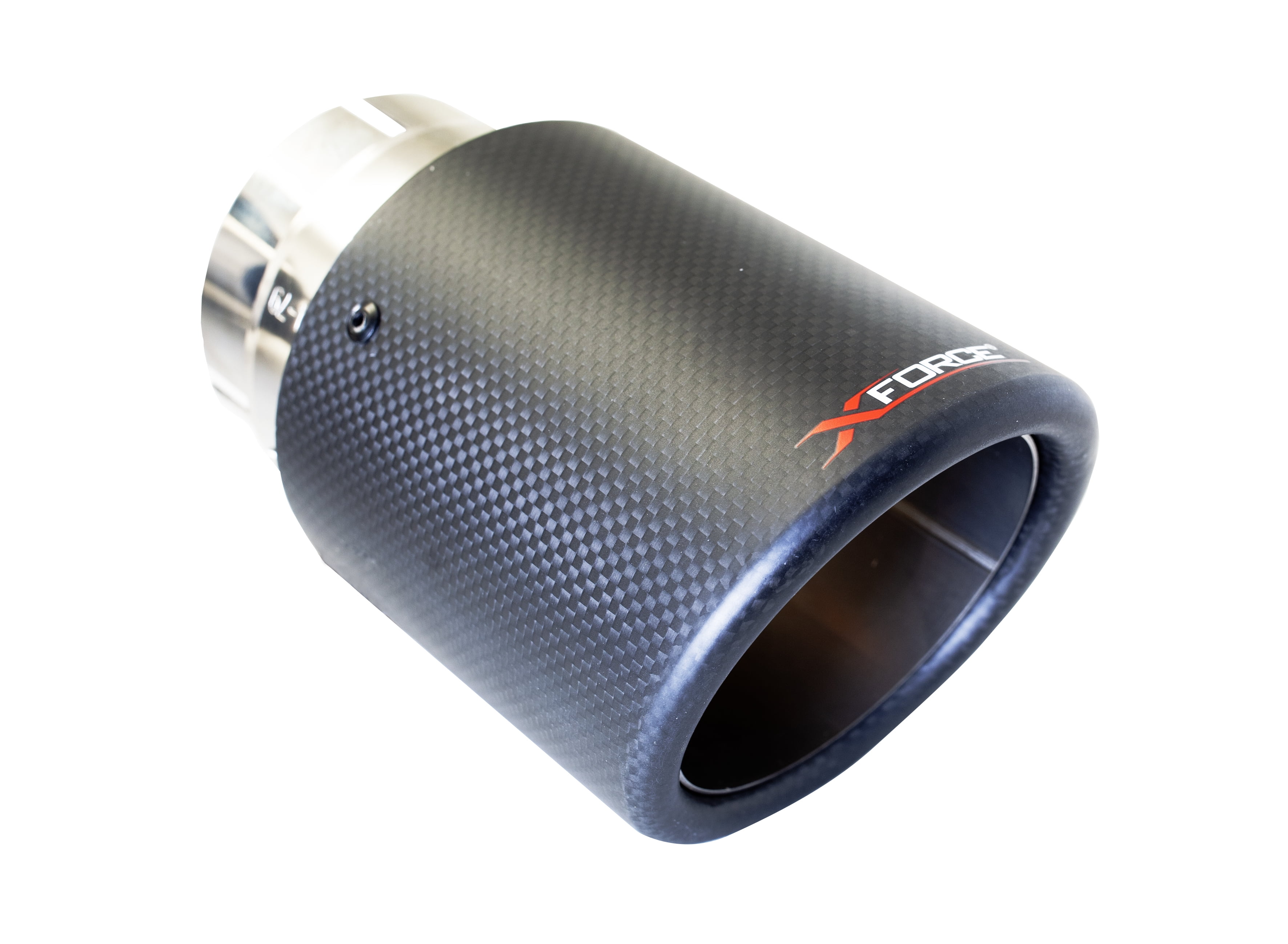 XForce TCAW463 Stainless Steel with Carbon Fiber 4" Double Wall Angle Cut Exhaust Tip, 2.5