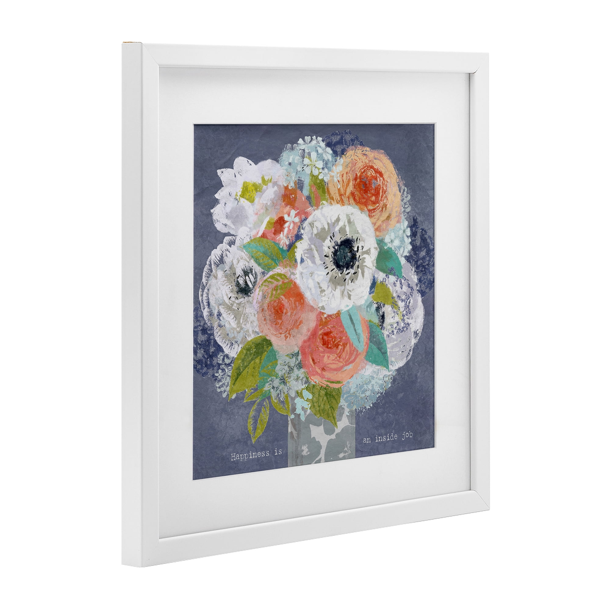 Stupell Industries Happiness Is An Inside Job White Framed Print Under Glass, design by Suzanne Nicoll