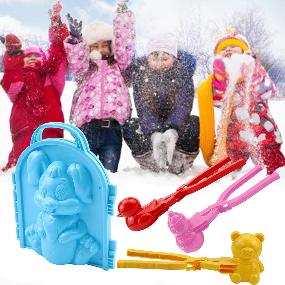 Snowball Make Toys Outdoor Molds Beach/Snow Toys Kit Duck Snowman Shapes Winter Snow for Children-4 Pcs-A 