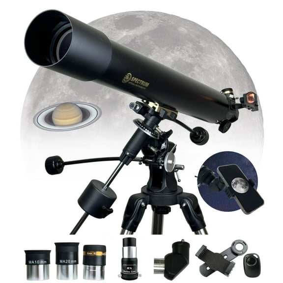 SpectrumOI 80mm Telescope for Kids 8-12 Telescope for Adults Astronomy Gifts - Premium EQ Refractor Telescope with Aspherical Eyepiece