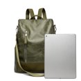 thumbnail image 2 of Bolsa Mochila de cuero Mochila de viaje de hombro antirrobo de PU suave retro (verde) Likrtyny  Para Estrenar, 2 of 8