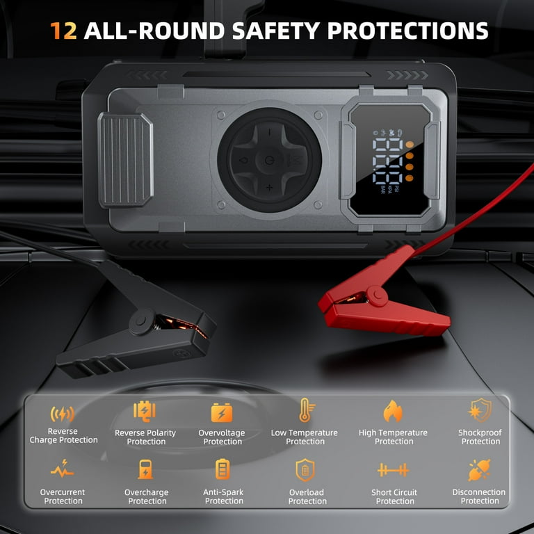 Jump Starter with Compressor, Dyeetic 6000A Peak Portable Car Jump Starter with 150PSI Tire Inflator for 10.0L Gas  or 8.0L Diesel  Engines