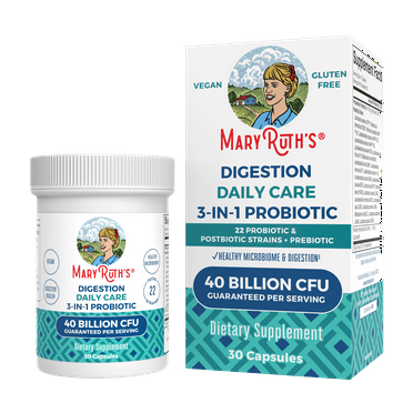 MaryRuth's 3-in-1 Daily Care Digestion Probiotic Supplement, 30 Capsules