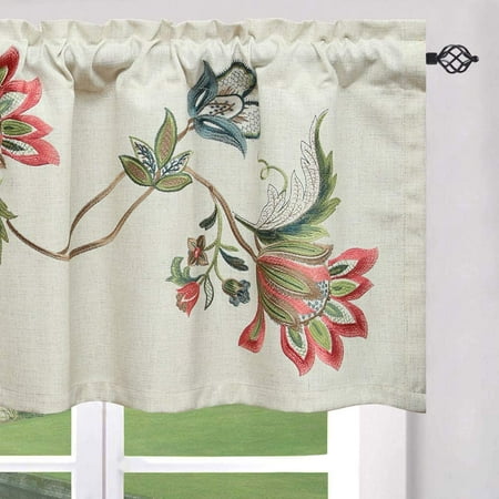 Linen Valances for Living Room, Vintage Floral Valance for Bedroom