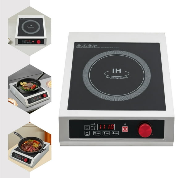 Commercial Induction Cooktop Powerful Electric Induction Burner W/Digital Sensor For Stainless Steel Flat-Bottom Frying Pans, Flat-Bottom Woks