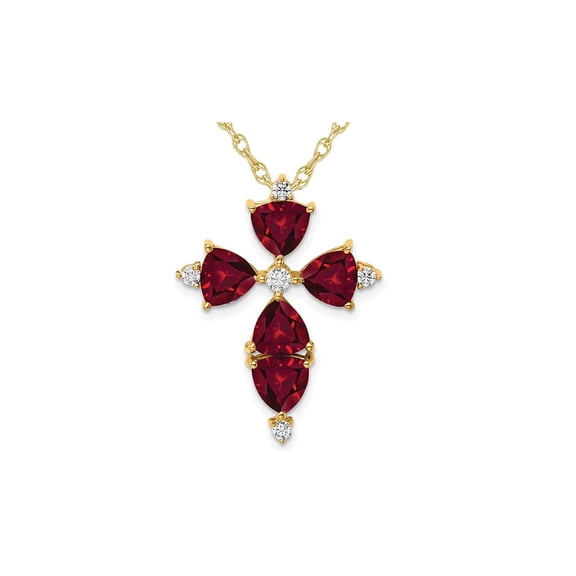 6.50 Carat (Ctw) Lab-Created Ruby Cross Pendant Necklace in 14K White Gold with Lab-Grown Diamonds
