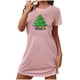 thumbnail image 2 of Camisón corto navideño para mujer, talla grande, cuello redondo, manga corta, estampado en el pecho, vestido de noche para mujer, 2 of 3