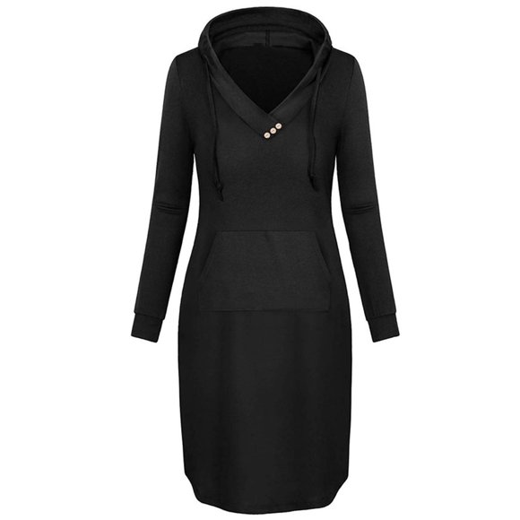 Cameland Women Midi Hoodie Dress with Pocket Long Sleeve Pullover Loose Fit Sweater Dress Casual Fall Winter Hoodie Dress
