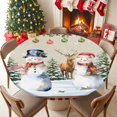 thumbnail image 5 of Snowman Xmas Tree Ball Elk Buffalo Plaid Fitted Round Tablecloths Table Covers 36"-44",Waterproof Table Cloth for Kitchen Holiday Party Tables Decor, 5 of 9