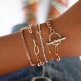 thumbnail image 1 of 5Pcs/set Geometric  Women Tassels Leaves Circular Chains Bangle Jewelry, 1 of 6