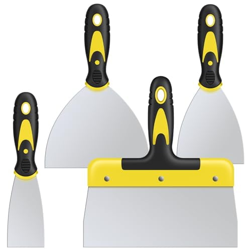 Putty Knife Set,4PCS Stainless Steel Scraper Paint Tool with Comfortable Grip for Drywall Repair,Wallpaper Removal and Plaster Scraping(2,4,6,8in)