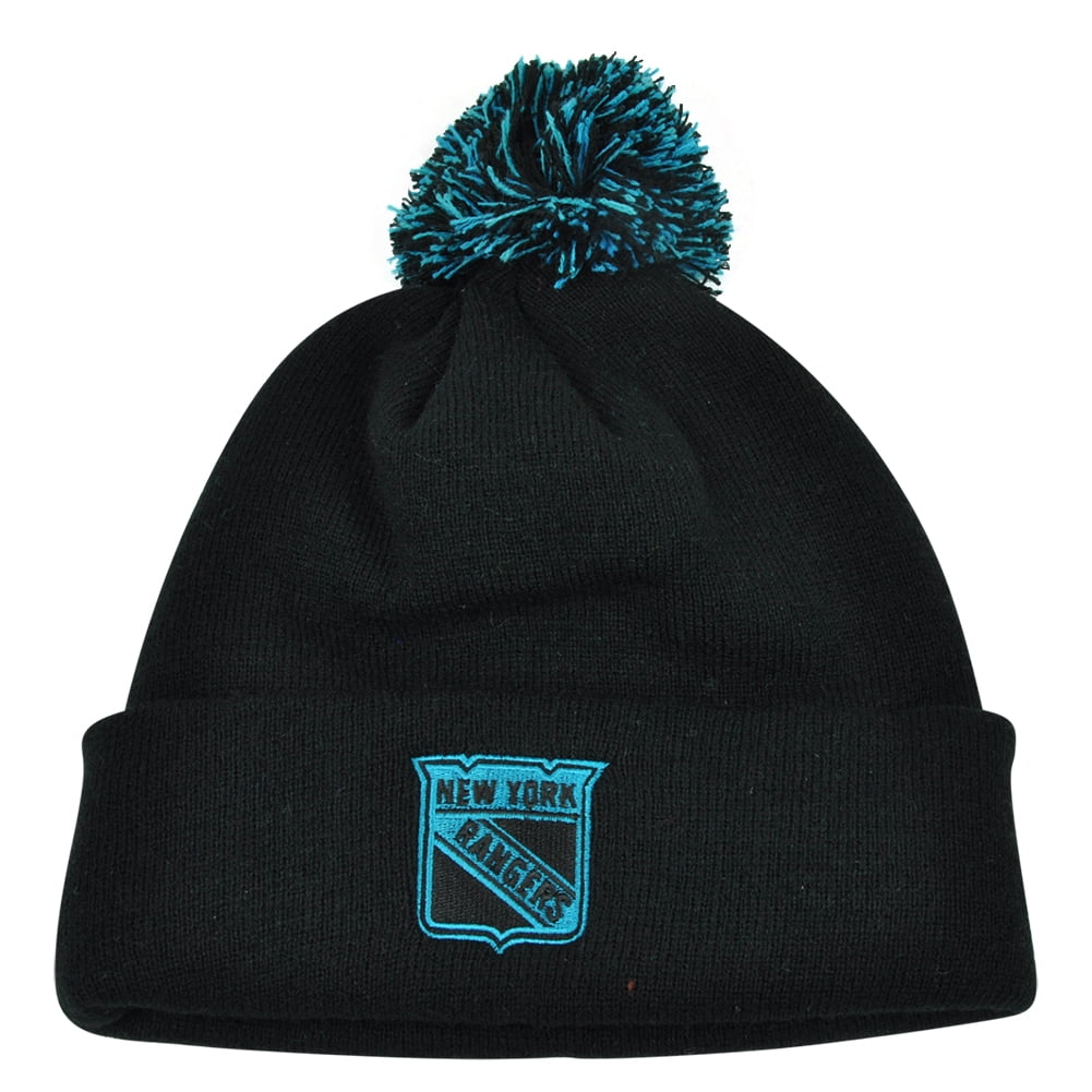 NHL Zephyr New York Rangers Gamma Pom Cuffed Knit Beanie Black Hat Toque Skully by Zephyr