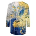 thumbnail image 5 of TSADFHJI Hauts à Manches Longues en Coton pour Femmes Col Rond Manches Trois-Quarts Style Ethnique Rétro T-Shirt Imprimé Décontracté S Orange, 5 of 5