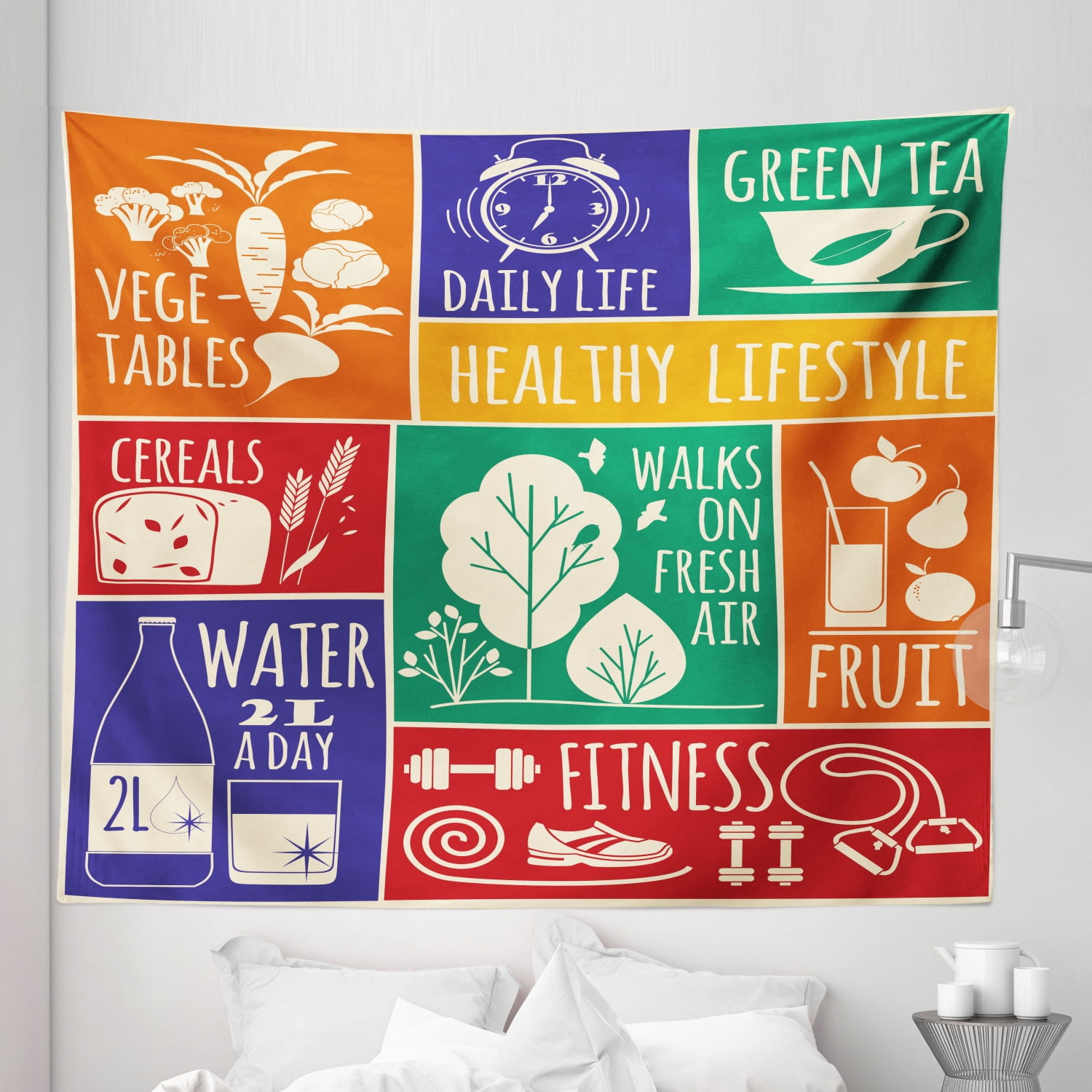 Fitness Tapestry Wall Hanging Art Bedroom Dorm 2 Sizes Available Ambesonne 