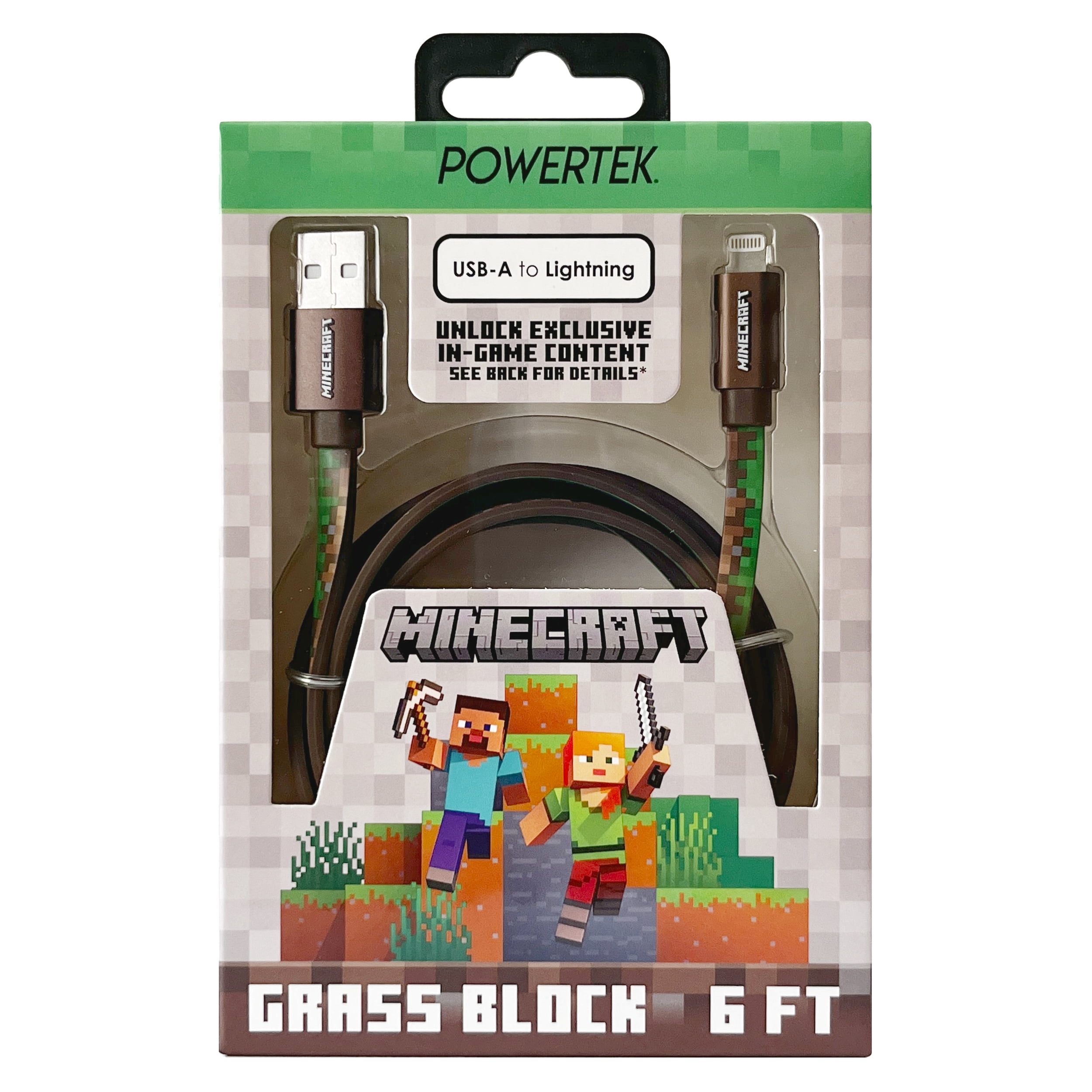 Liquipel Powertek Minecraft USB-A to Lightning - Grass Block