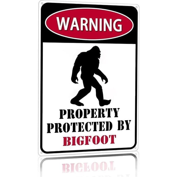 Bigfoot Decor Gift Warning Please Do Not Feed The Sasquatch Tin Sign For Man Cave Garden Yard Outdoor Decor, 8 X 12 Inches
