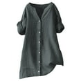 thumbnail image 4 of Jxximdong Button Up Shirts Women Loose Shirt Top Stand Solid Color Sleeve Collar Casual Women's Shirt Women's Shirt Gray Spring Tops M, 4 of 8