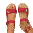 thumbnail image 4 of Women's Platform Wedge Sandals Orthopedic Comfort Flex Hook and Loop Fasteners Open Toe Casual Summer Shoes for Beach Travel Wide Width Arch Support Slip On Walking Sandal 2026,Red 43(US-9.5), 4 of 5