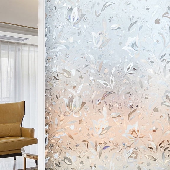 Window Film, Decorative Window Privacy Film, Window Film Privacy Static Cling Frosted, Anti-UV Sun Blocker Heat Control for Home Office Living Room, 17.7″ x 39.4″