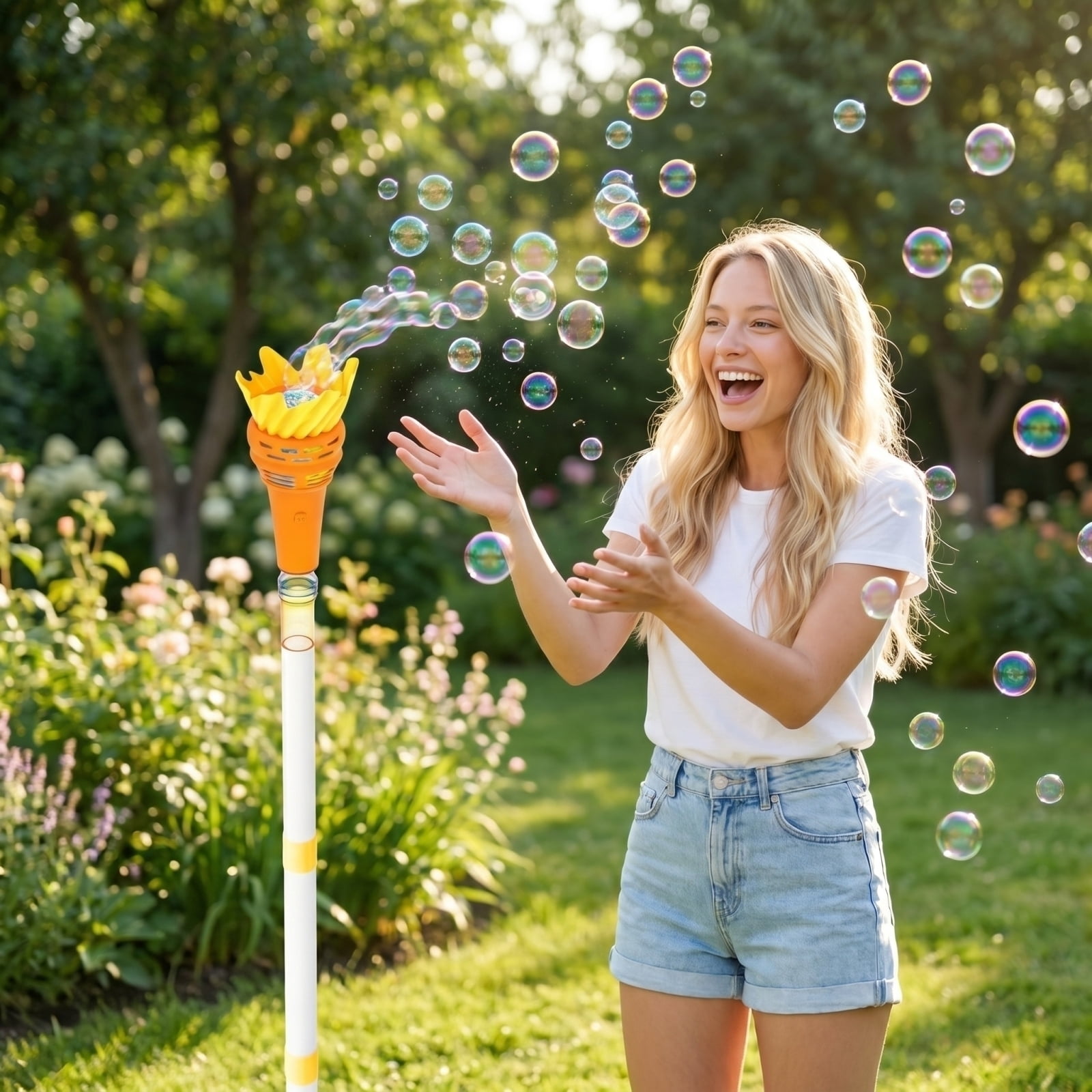 2026 New Bubble Machine for Kids, Premium Bubble Maker with Decorative Bubble Machine Lamp, Automatic Standing Design for Wedding & Party Stage Decor
