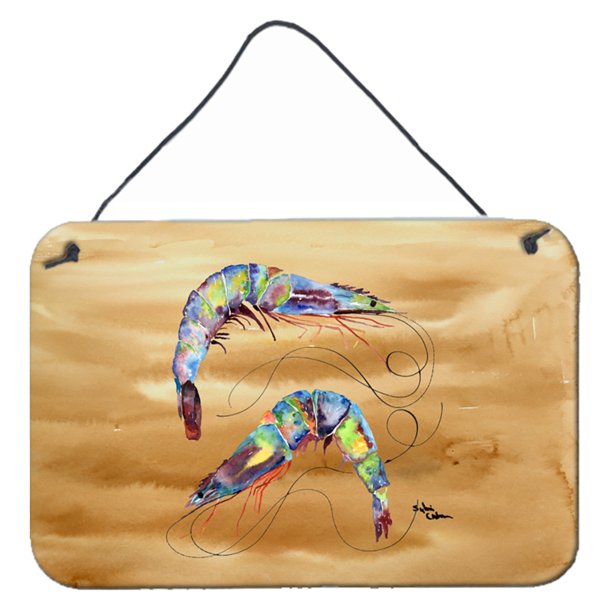"Caroline's Treasures 8158DS812 Impresiones para colgar en la pared o en la puerta de metal de aluminio o interior con camarones, 8 x 12", multicolor " Caroline's Treasures 8158DS812